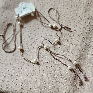 Elegant Pearl and Brown Necklace And Earring Set